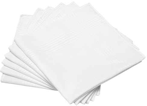 WY LIGHTING LEVEL 6 pañuelos blancos de algodón suave para hombre | Pañuelos de primera calidad, cuadrados de bolsillo para hombre, pañuelo de tela vintage, pañuelo de tela para traje