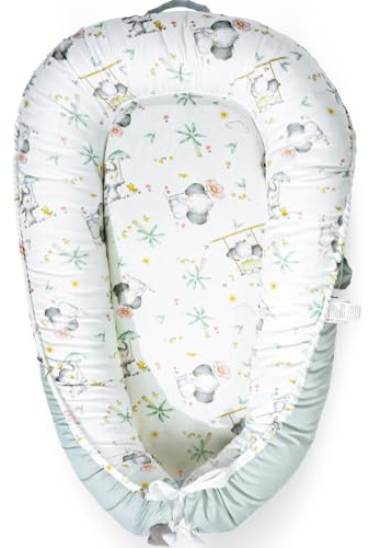 Wdmiya Baby Nest Pod for Newborn, Baby Lounger for 0-12 Months Boys Girls, 100% Cotton Baby Nest, Baby Essentials for Newborn (Elephant)