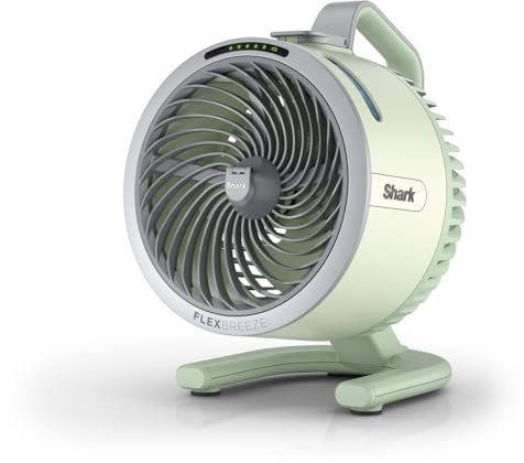 Shark FlexBreeze HydroGo Starker Ventilator mit Sprühnebel, Kühlung für drinnen & draußen, leise & langlebig, kabelgebunden & kabellos, kompakt & leicht, 5 Geschwindigkeiten, Mint FA050EUGN