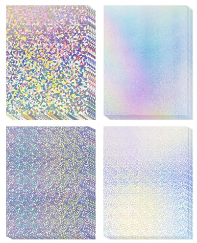 24 Sheets Gold Mirror Cardstock Paper A4, 92lb/250gsm Metallic Card Stock Paper Gold Foil Cardstock Shiny for Crafts Scrapbook Card Making Invitations Party Decoration (Holographic Silver)