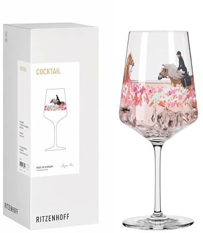 RITZENHOFF 8084012 - Bicchiere da cocktail 500 ml, serie Reitgold – Anja Fee Edition con elegante scena di cavalli e accenti colorati, made in Germany