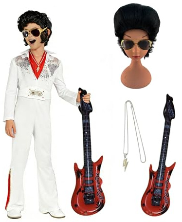 Koongso Costume da leggenda rock per bambini, cosplay, rocker e occhiali da sole, accessori anni '50 e '60, costume per Halloween