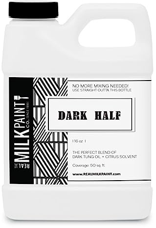 Real Milk Paint Dark Half, Dark Tung Oil and Orange Peel Oil for Wood Finishing, Cutting Boards, Butcher Blocks, Wood Floors, Clay, Stone, and Slate, Food Grade, 16 Ounces