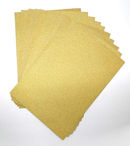Carta glitterata color oro, formato A4, 250 g/m², senza acidi, 10 fogli