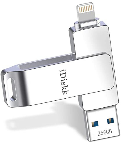 iDiskk 256 GB MFi-zertifizierter Fotostick für iPhone, USB-Stick für iPad mit Lightning Memory Stick für iPhone/iPad Kompatibel mit den neuesten iOS-PCs Mac, Backup für iPhone-Speicher