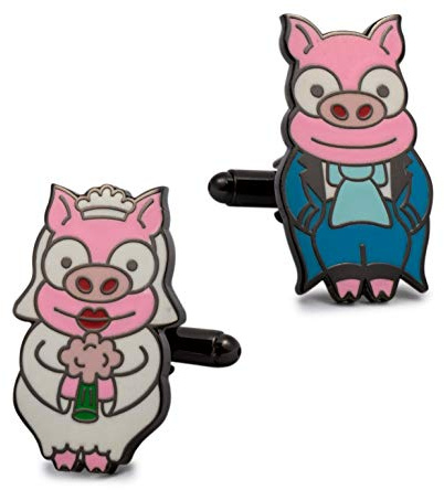 Gemelolandia Pig Wedding Shirt Cufflinks | 22x12mm | Original Cufflinks for Shirts | Fashion Accessories for Men and Children | Gifts for Weddings, Communions, Baptisms and Other Events