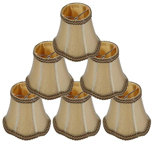 Paralume Tessuto Piccolo, Set di 6 Paralume per lampada in Tessuto di Fatto a Mano con Clip su Onde Inferiori per Lampadari Lampadario Lampada a Muro Luce da Tavolo,5.1x4.7x3.1 Pollici