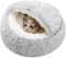 SUOXU Bedecktes Katzenbett Kleines Hundebett, Plüsch Donut Cuddler Nest Warmes weiches beruhigendes Hundekatzennest Welpenbett mit kuscheligem Schwamm rutschfester Boden für unter 7kg kleine Haustiere