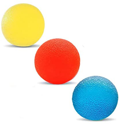 MYSUNBAR 3 bolas de terapia de mano, antiestrés para amasar, 3 niveles de resistencia, para manos, terapia de mano, pelotas de ejercicio de silicona para dedos, fortalecimiento y alivio del estrés