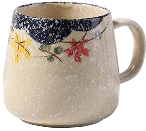 FülleMore 350ml Kaffeebecher Milchbecher große Keramiktasse Porzellan Kaffeetasse Teetasse Espressotasse Becher mit Henkel ø7.5 x H9cm,für Kaffee Tee Milch Cappuccino (Blumen)