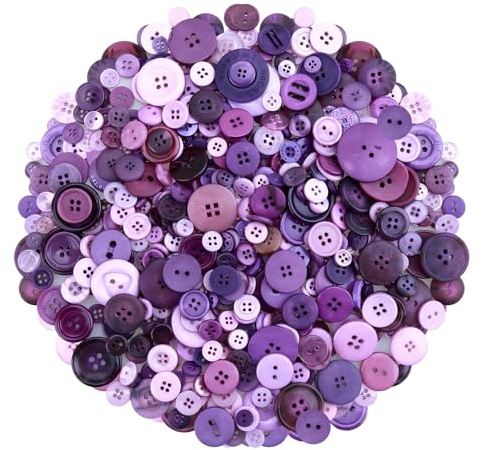Greentime 250-300 Pcs Buttons for Crafts Assorted Size for Sewing DIY Crafts Decoration-Purple…