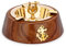 NKlaus 12cm Tischaschenbecher aus massivem Messing in Gold mit Schäkel-Design und Holzsockel stilvolles Accessoire maritimem Flair 11510