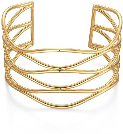 LILIE&WHITE Gold Armreif Armband für Damen – Modernes Wellen-Design, Hypoallergen, Langlebig, Rostfrei, Stilvoller Schmuck als Geschenk für Besondere Anlässe