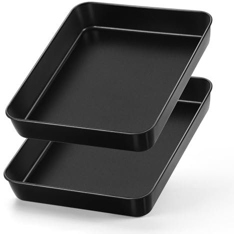 HaWare Set di 2 teglie antiaderenti, in acciaio inox, mini teglia da forno profonda, per brownies lasagne, 23,8 x 17,9 x 5 cm, antiruggine e carichi pesanti, facili da pulire