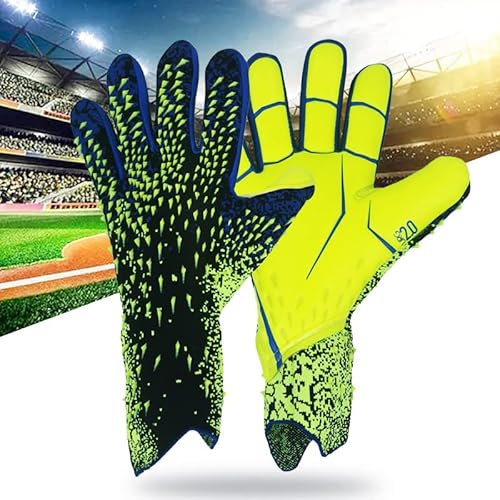 Torwarthandschuhe, Fußball-Torwarthandschuhe mit starkem Griff und Fingerschutz, eng anliegende Fußballhandschuhe aus Leder mit klebrigem Griff für Jungen, Kinder, Erwachsene, Fußballtorwart