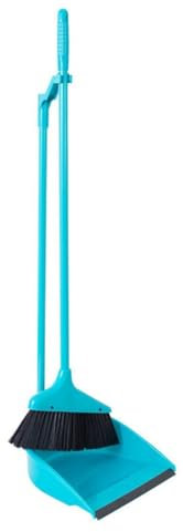 YöL Long Handle Dustpan And Brush 2 Piece Set Dust Upright Broom Green Teal