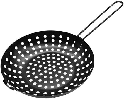 PAXLINSEN Grillpfanne, Grillkorb mit Klappbarem Griff, Grillschale mit gelochtem Boden zum Grillen von Gemüse und Fleisch
