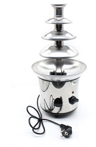 EurHomePlus Fontana di cioccolato in acciaio inox, 170 Watt, 4 piani, fontana di cioccolato, fonduta di cioccolato, capacità massima 1 kg, per feste di nozze