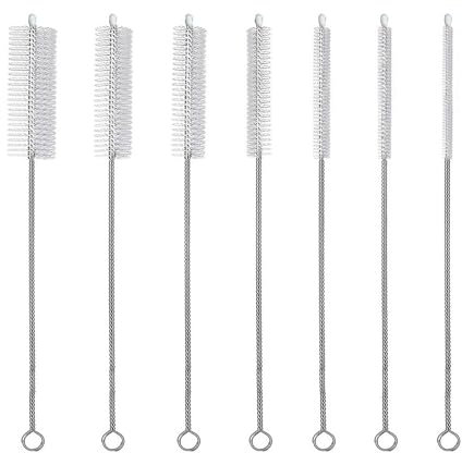 Lot de 7 brosses de Nettoyage, pour Paille, Bouteille, Tuyau à Lait, en Nylon, pour Tubes à essai, théière, Boire, pailles, en Nylon
