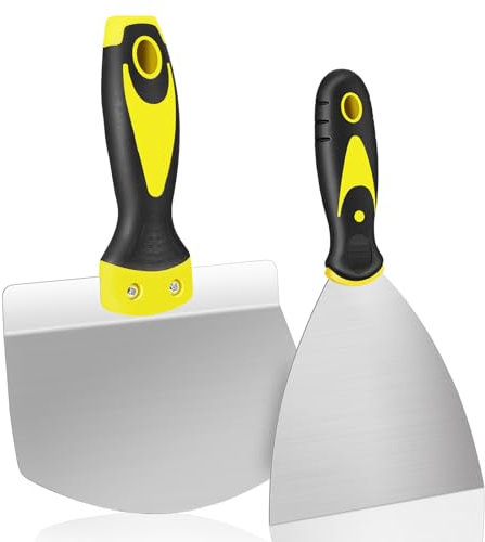 AOZBZ Juego de Espátulas, Raspador de Pintura de 4 Pulgadas y Raspador de Espátula de Acero Inoxidable de 6,5 Pulgadas, para Quitar Pintura de Papel Tapiz, Rellenar Masilla, Reparar Paneles de Yeso