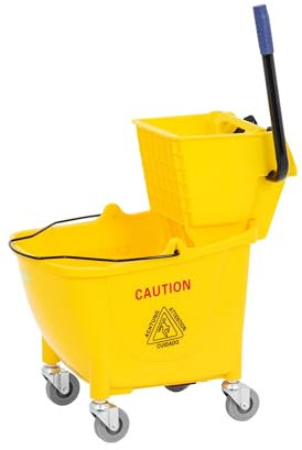 ulsonix Putzwagen mit Presse Eimer 32 l Presse mit gummiertem Hebel Wischmopp-Kopf bis 130 mm 4 Räder Reinigungswagen Wischwagen