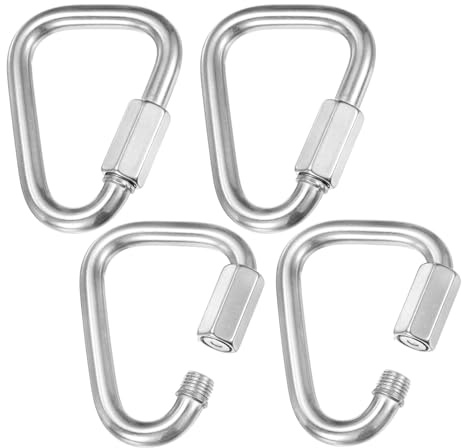 M METERXITY Confezione da 4 connettori per catena a maglie rapide, M10 da 3/8, in acciaio inossidabile 304, con chiusura a triangolo, per altalena, campeggio, escursionismo, zaino, portachiavi a vite
