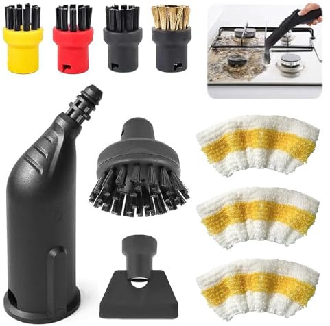 10 Stück Zubehör für Kärcher Dampfreiniger SC1 SC2 SC3 SC4 SC5 SC7 CTK10 of Kärcher Dampfreiniger Zubehör mit Düsen Verlängerungsrohr & Runde Bürsten & Dampfmantel for Kärcher Steam Engine