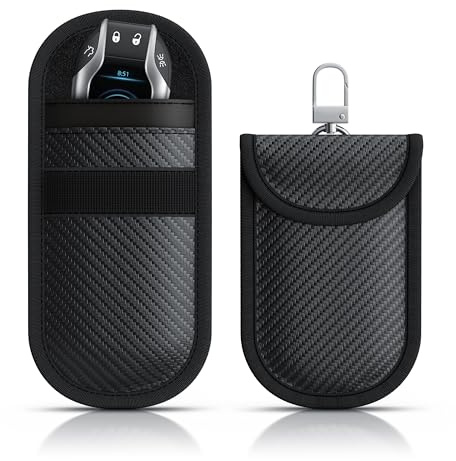 CSL - Keyless Go Schutz - 2X RFID Schlüsseltaschen – Schutz für Autoschlüssel RFID-Karten NFC Kreditkarten EC-Karten Personalausweis – Schlüssel Etui Hülle – Karabinerbefestigung – schwarz