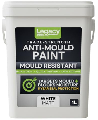 Mifica Legacy Anti Mould Paint White Matt (Water Based) – Mould Resistant Bathroom & Kitchen Paint for Walls & Ceilings | Humidity & Condensation Protection | 1L