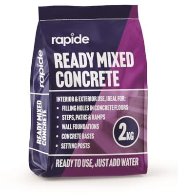 READY MIXED CONCRETE 2kg – Just Add Water – Multi-Purpose Ready Mix Cement – Fast Setting, Strong & Durable – Ideal for Paths, Steps, Fence Posts, Repairs, Bases & DIY Jobs – Indoor & Outdoor Use