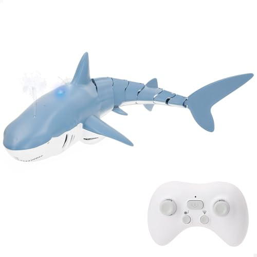 ColorBaby Racing Boat Tiburón de Juguete teledirigido, 38x14x10 cm, Mando Sumergible, 6 direcciones, Frecuencia 2.4 GHz, Alcance 30 Metros, Autonomía 25 Minutos, +3 años (39729)
