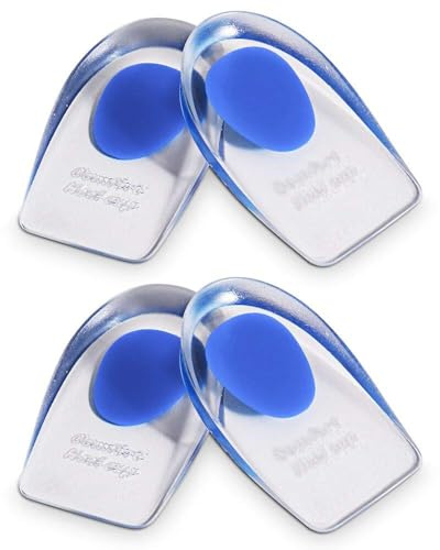 2 Pairs Gel Heel Cups, Silicone Heel Cup Pads for Plantar Fasciitis, Heel Spur & Achilles Pain, Gel Heel Cups and Cushions Absorbing Support (L)