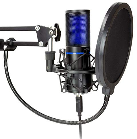 STRMD USB Microphone (Cardioid), Pop Up Green Screen, Shock Mount, Tripod Mic Stand, Scissor Mic Stand, Pop Filter & Wind Shield ideal for Zoom, Skype, Twitch & YouTube Equipment, ST-VLOG-SSK