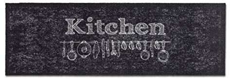 Rutschfester Teppich Wohnzimmer - Miabella Fußmatte innen - Küche Läufer Flur Schmutzfangmatte - Sauberlauf waschbar 50x150cm Kitchen schwarz