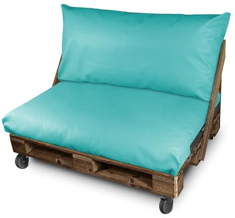 HAPPERS Set Cojines Impermeables y Desenfundables para Palets en Polipiel para Exterior Turquesa