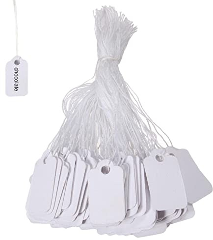 100Pack Etiquettes Vierges avec Ficelle à Suspendre pour Cadeaux, Bijoux - Personnalisées, Prix et Expédition