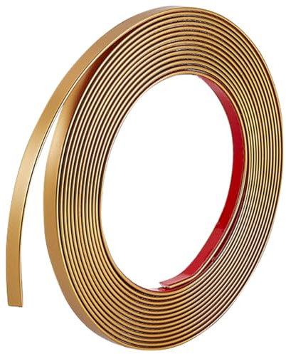 GORGECRAFT 5m*8mm*2mm Modanatura Dorata Stacca e Incolla Bordo Flessibile A Specchio Striscia Decorativa Autoadesiva Nastro Sigillante per Giunzioni Della Parete per Piastrelle Del Soffitto Pannello