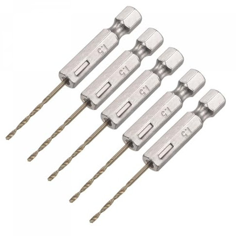 TA-VIGOR 5Pcs 1.5mm Hex Shank Twist Drill Bit Set, 1/4 Inch Shank HSS High Speed Steel Drill Bit Set Quick Change Twist Drill Bits for Woodworking, Plastic and Metal