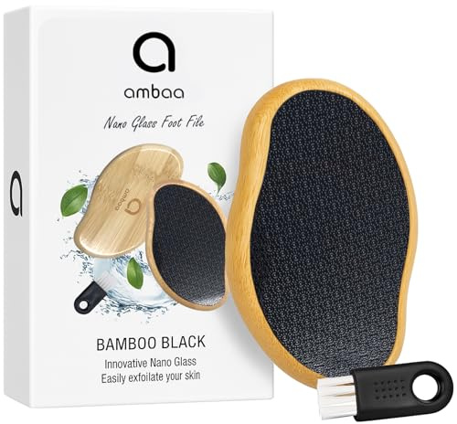 Ambaa Nano Glass Foot File, Foot Files for Hard Skin Bamboo Black | Callus Remover for Feet, Foot Hard Skin Remover, Dead Skin Remover for Feet, Home Foot Care & Footspa Tool
