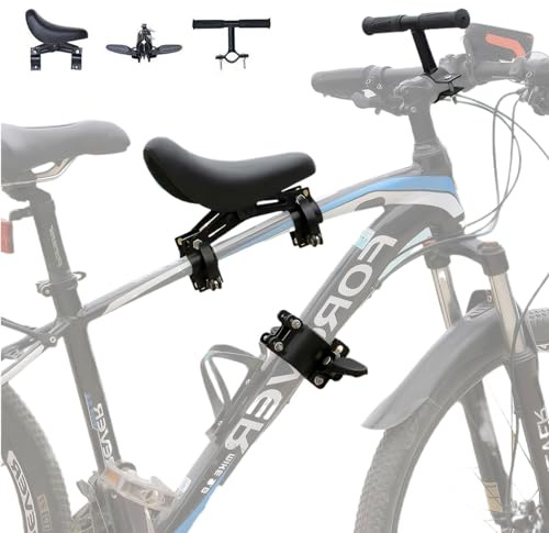 Accmuzzy Siège Vélo Enfant Avant en Acier au Carbone avec Guidon et Pédales, Porte Bébé Vélo Abordable et Amovible pour Enfants de 2 à 6 Ans