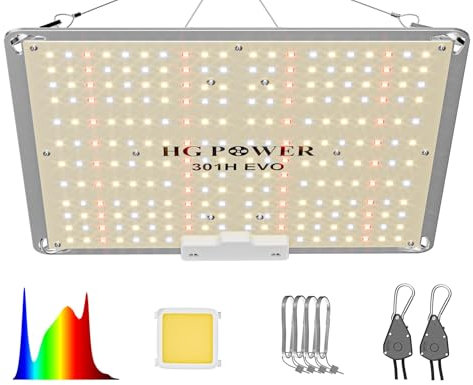 HG Power Lampe de Culture 100W – LED Full Spectrum, Dimmable, Diodes LM301H EVO, Lumière de Culture LED 6500K Énergétique, Lampe de Croissance pour Plantes d'Intérieur, Légumes, Fleurs
