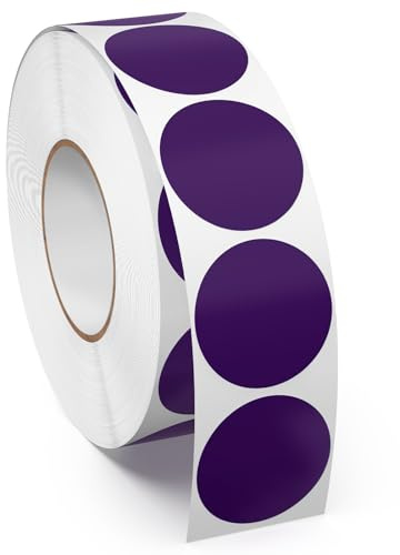 Meitaat 1000 Pezzi Bollini Adesivi Rotondi Viola Colorati 25 mm Autoadesivi Etichette Circolari in Vinile e Impermeabili per Uffici e Magazzini