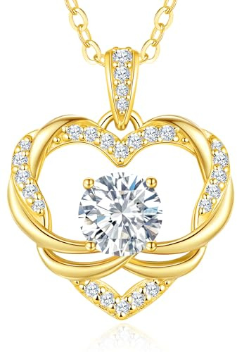 LOUISA SECRET Frauen Halskette Infinity Herz Mini Twisted Heart Mossanite Halskette 925 Sterling Silber Kette Damen Brithday Geschenk Valentinstag Schmuck Weihnachtstag
