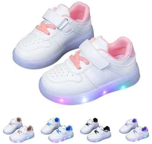 Scarpe Bambina con Luci Traspiranti Passeggio Scarpe da Corsa Comodi con Strappi E Luci Casual Sneakers Bambino Tennis Illuminate Scarpe per Bambini Regali per Bambini Leggere Scarpe da Ginnastica