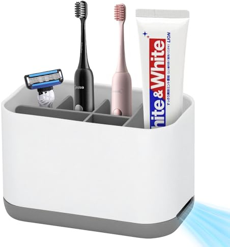 Lightista Electric Toothbrush Holder for Bathroom, 6 Compartments Detachable Toothbrush Caddy With Drainage, Toothbrush and Toothpaste Holder, Non-Slip Toothbrush Organiser for Family, Kids