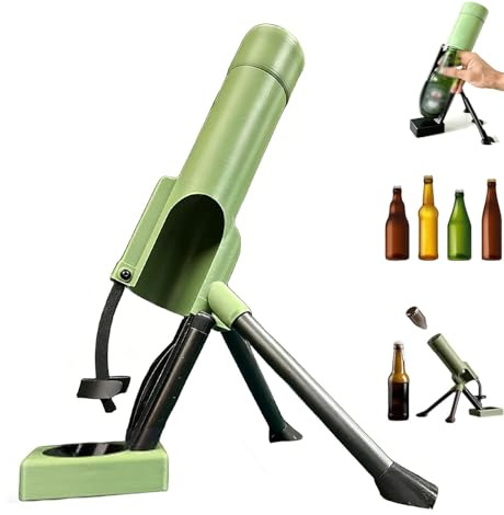 Ölflasköppnare, ölflaskor mortelflasköppnare, kronkork-pistol, handsfree kronkorkutstötning rolig utan repor, handsfree-press för öl och limo, perfekt för fest och bar