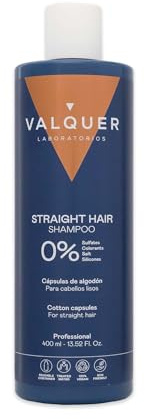 VALQUER Champú Cabello Liso Fórmula Zero | Control del Frizz, Hidratación y Brillo Natural | Suavidad con Cápsulas de Algodón, Fucogel y Vitaminas | Vegano | 400 ml