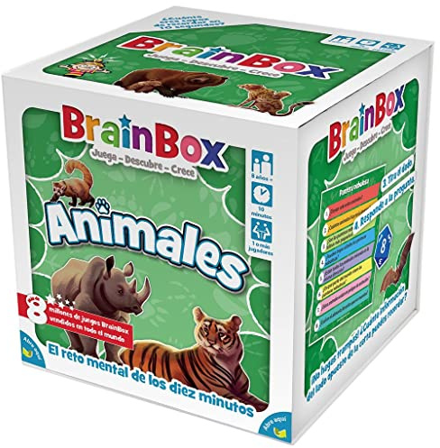 Asmodee BrainBox Animales, Juego de Mesa Educativo de Memoria y Observación para Niños, Descubre los Animales del Mundo, A Partir de 8 Años, De 1 o más Jugadores, 10 Minutos por Partida, Español