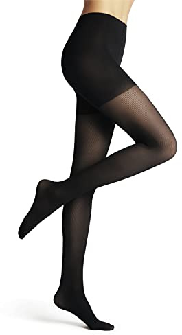 FALKE Damen Strumpfhose Rib Shaping 50 DEN W Ti halb-blickdicht mit Shapingeffekt 1 Stück, Schwarz Black 3009, S
