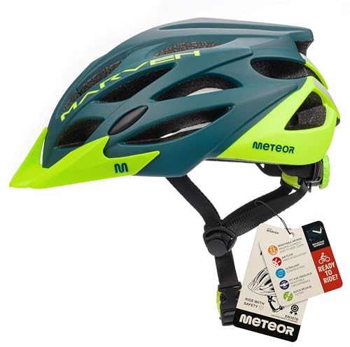 Meteor - MARVEN Cycle Helmet – Lightweight Adjustable Helmet for Men, Women, Kids – MTB, Bike, Scooter, Skateboard & Hoverboard – Breathable with Detachable Visor - Size S - Green